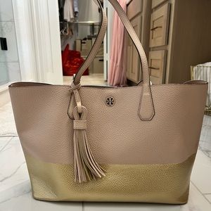 Tory Burch tote, pink and gold. Great condition